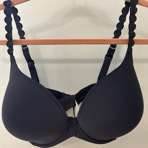French Black Full Coverage T-Shirt Bra with Underwire
